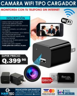 CAMARA ESPIA WIFI TIPO CARGADOR