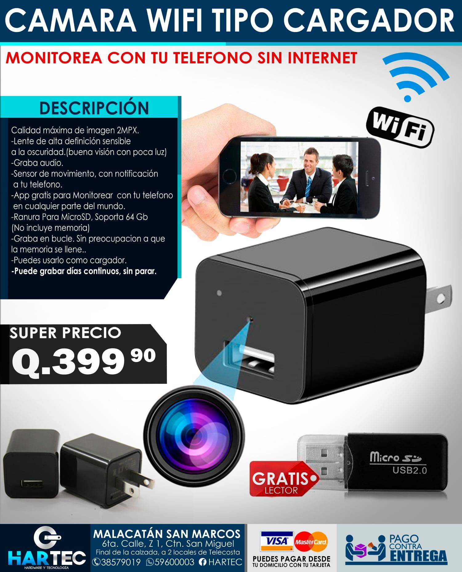 CAMARA ESPIA WIFI TIPO CARGADOR