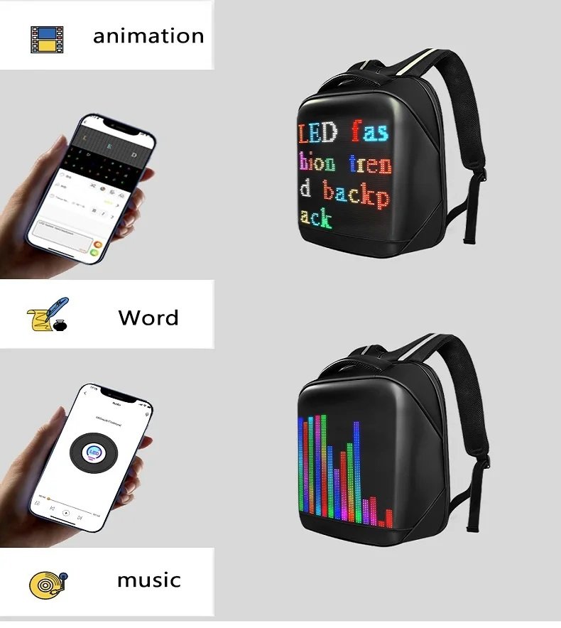 MOCHILA LED TAMAÑO:34*44*16CM - Imagen 10