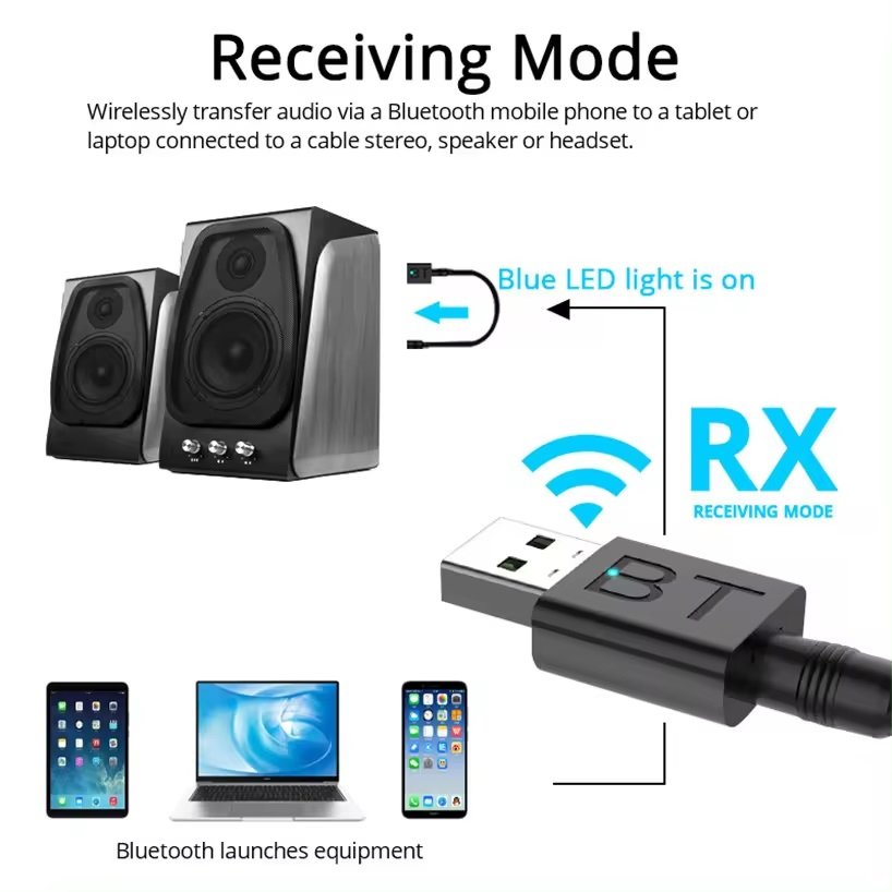RECEPTOR Y TRANSMISOR USB BLUETOOTH 5.0 ESTEREO /2 EN 1 /RX+TX - Imagen 5