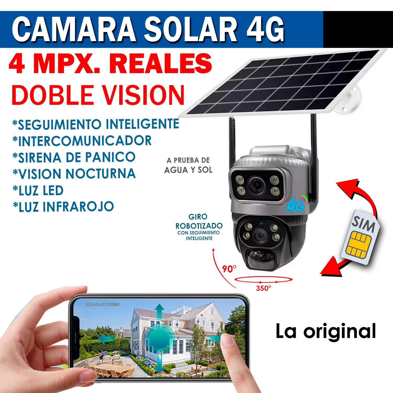 CAMARA SOLAR 4G DOBLE VISION 4MPX ACEPTA SIM TIGO