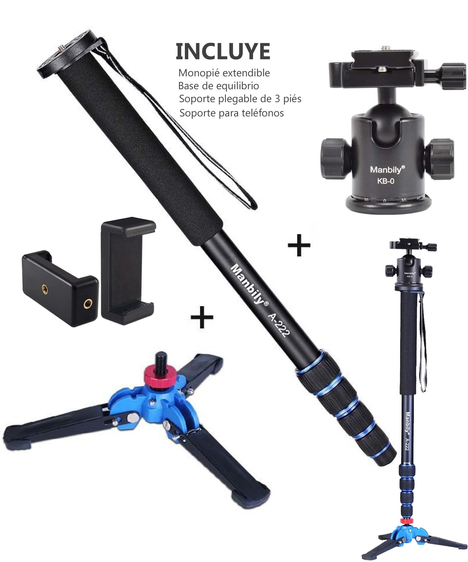 MONOPIE DE ALUMINIO PARA CAMARA PROFESIONAL MANBILY - Imagen 7