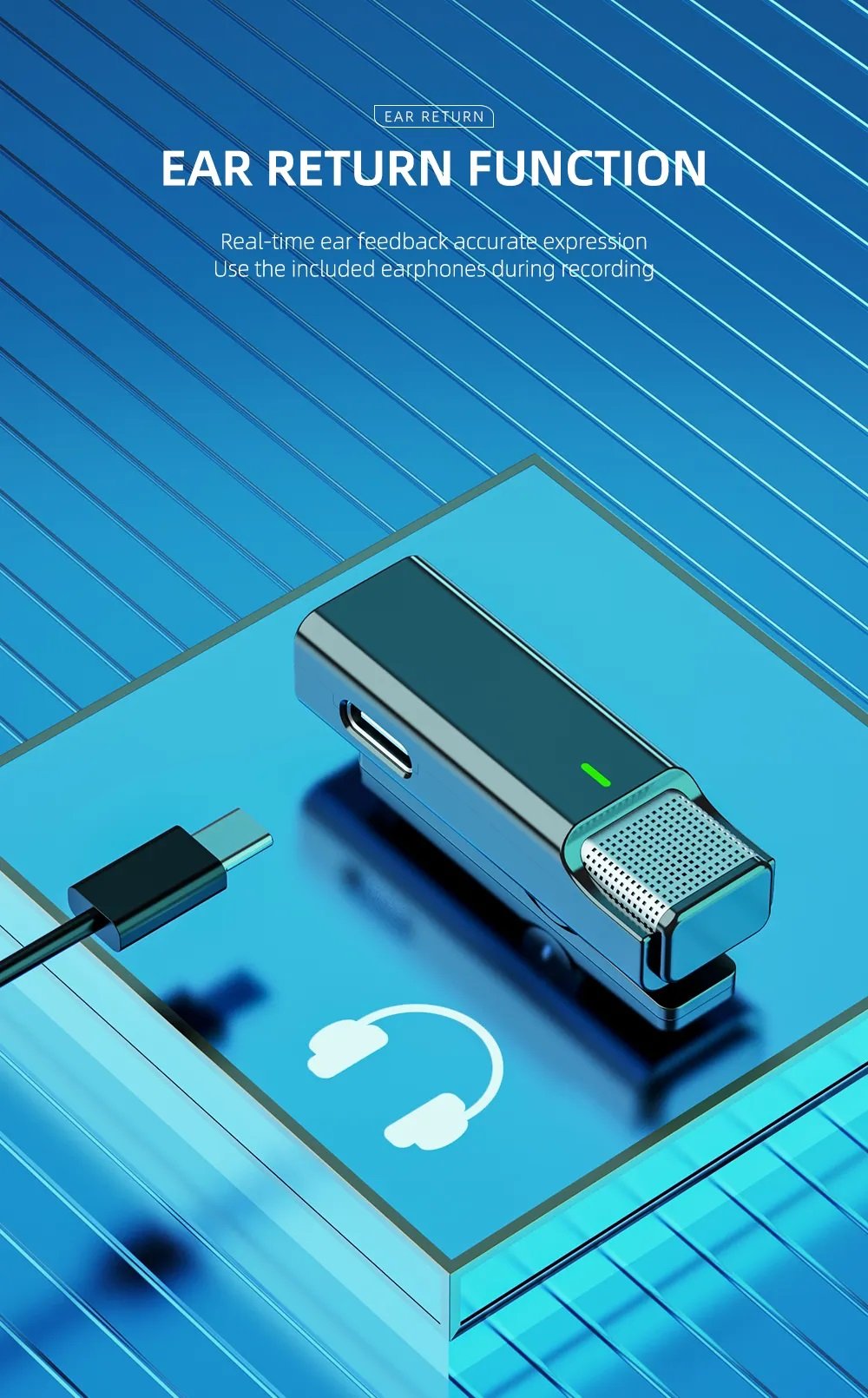 MICROFONO CON ESTUCHE DE CARGA 100 MT. PARA TELEFONOS TIPO-C Y IPHONE - Imagen 18