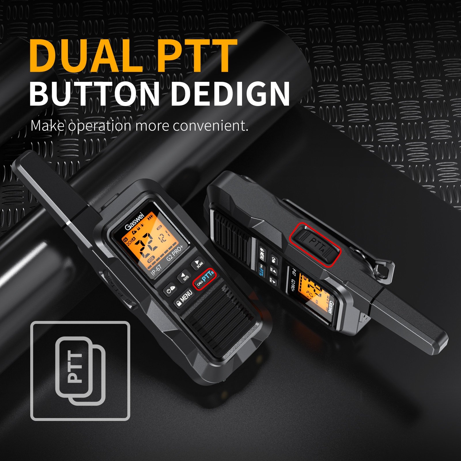WALKIE-TALKIES DE LARGO ALCANCE, IMPERMEABLE IP67 DE 2W. 10KM GASWEI - Imagen 3