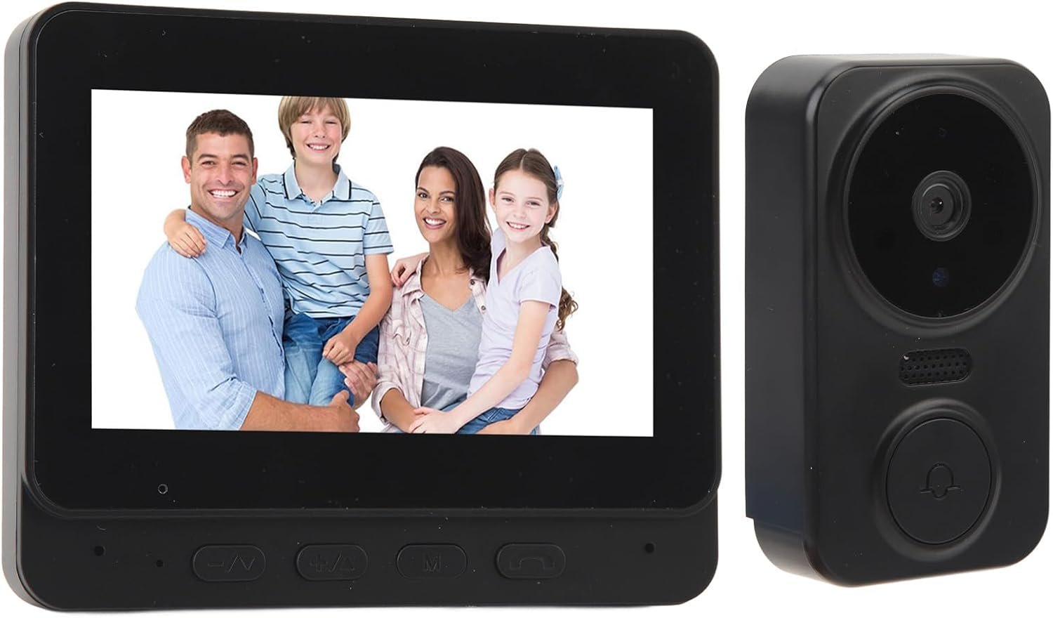 SISTEMA DE INTERCOMUNICACIÓN DE TIMBRE DE VIDEO, MONITOR CON CÁMARA DE PUERTA HD DE METAL CON GRABACIÓN DE VIDEO - Imagen 2