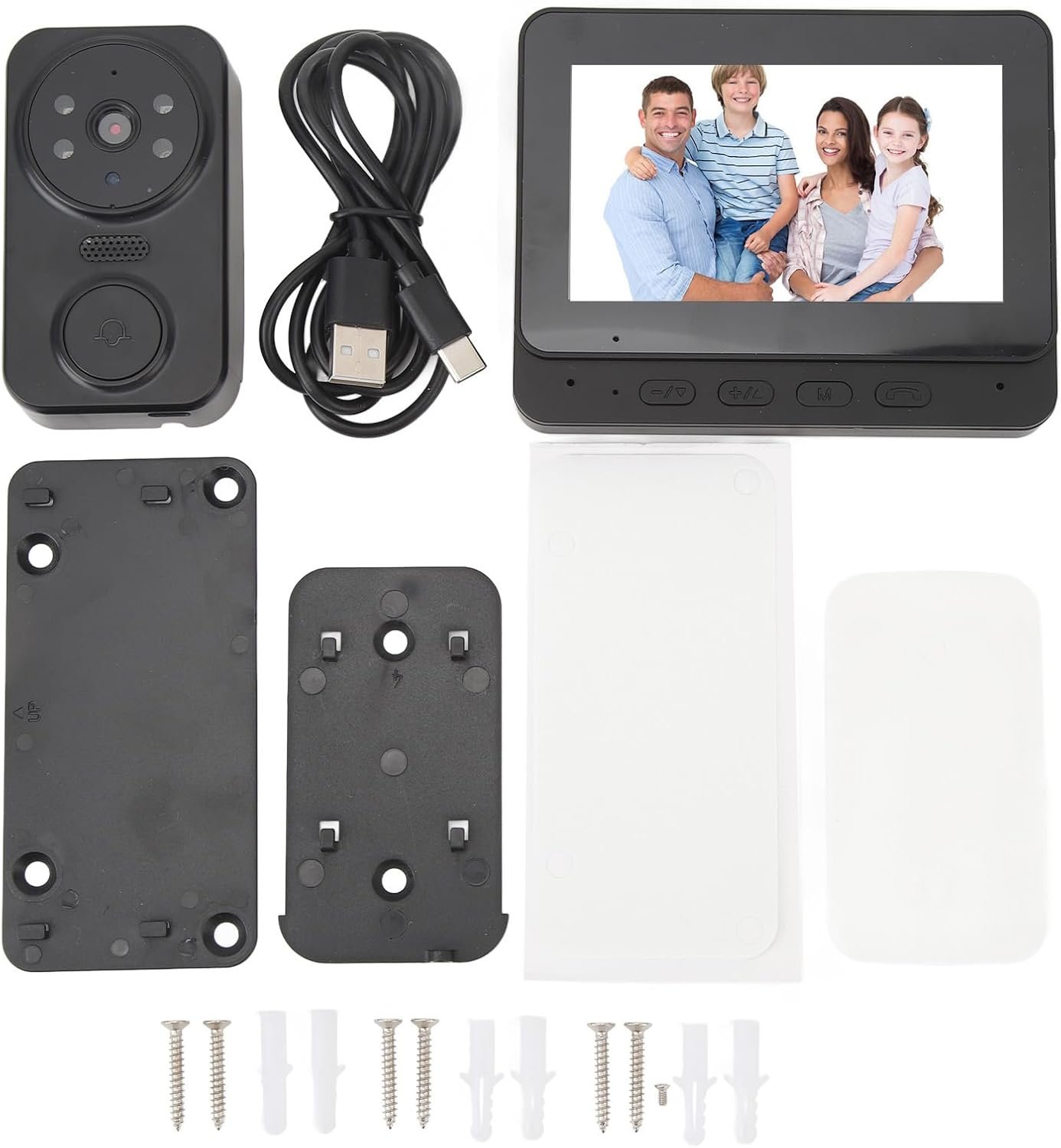 SISTEMA DE INTERCOMUNICACIÓN DE TIMBRE DE VIDEO, MONITOR CON CÁMARA DE PUERTA HD DE METAL CON GRABACIÓN DE VIDEO - Imagen 4