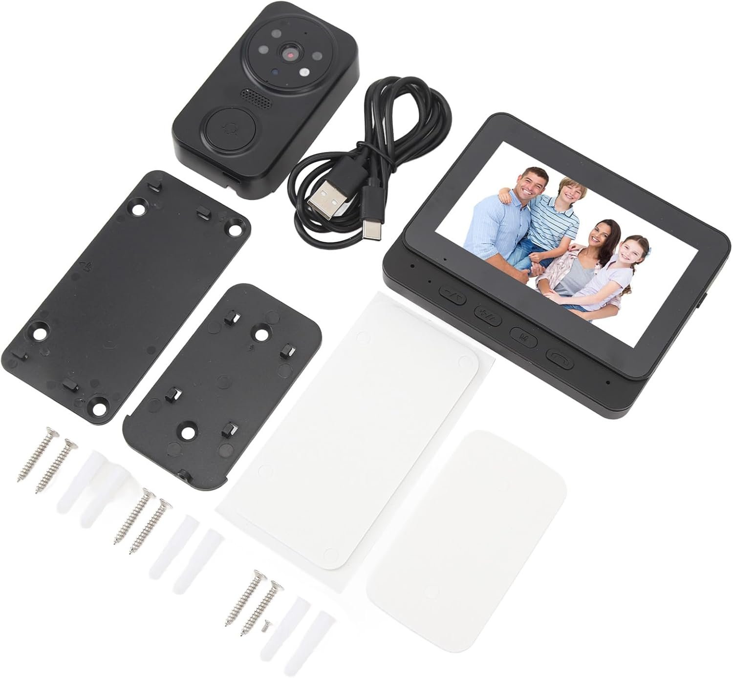 SISTEMA DE INTERCOMUNICACIÓN DE TIMBRE DE VIDEO, MONITOR CON CÁMARA DE PUERTA HD DE METAL CON GRABACIÓN DE VIDEO - Imagen 5