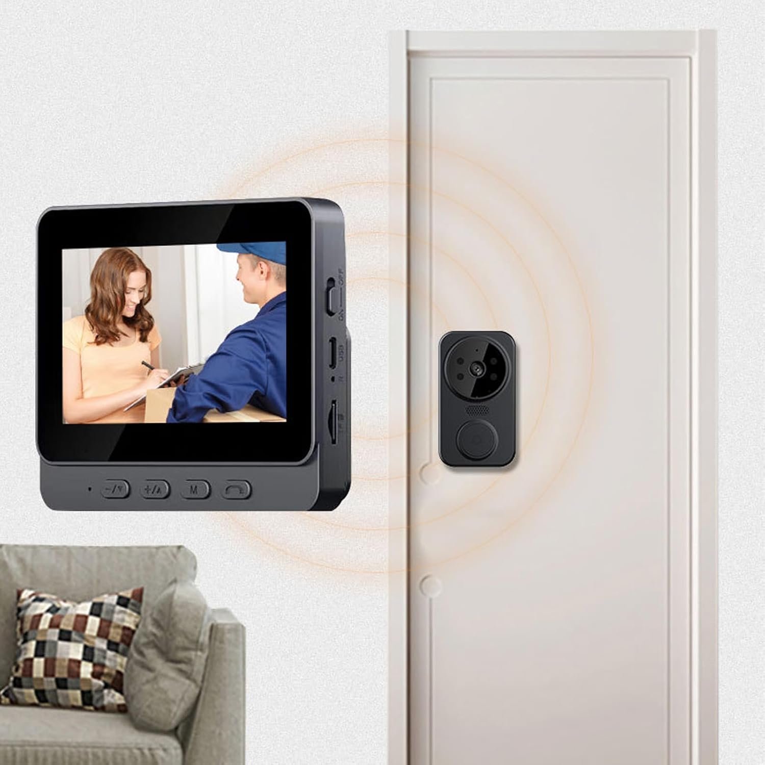 SISTEMA DE INTERCOMUNICACIÓN DE TIMBRE DE VIDEO, MONITOR CON CÁMARA DE PUERTA HD DE METAL CON GRABACIÓN DE VIDEO - Imagen 6