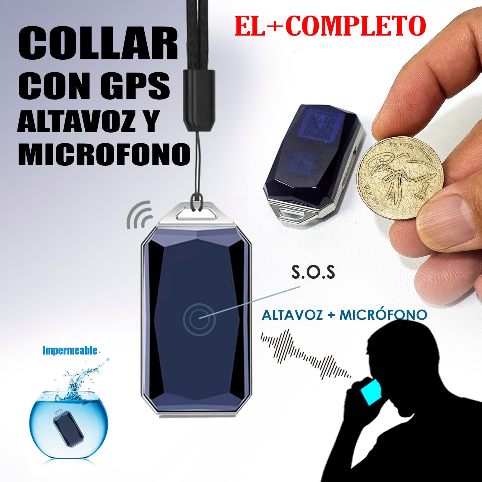 MINI COLLAR GPS CON ALTAVOZ Y MICROFONO